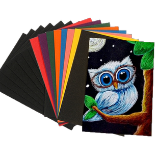 彩色砂画纸彩砂纸a4彩砂纸8k绘画彩砂纸八开彩砂纸16k黑色彩砂纸儿童沙画美术画画油画棒涂鸦蜡笔黑色绘画纸