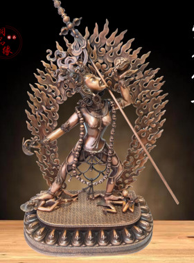 铜品缘精铸 紫铜空行佛母 藏式家居客厅佛堂供奉 仿古色空行母