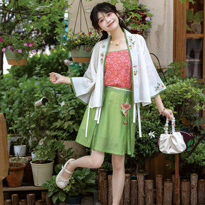 宋对襟衫三裥裙人棉简约春夏汉服