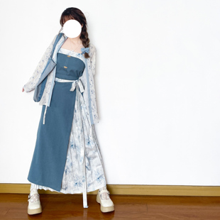 素飞机袖 Re｜宋制汉服汉元 两片裙主腰文艺日常 BLUE 花朝记｜ALL