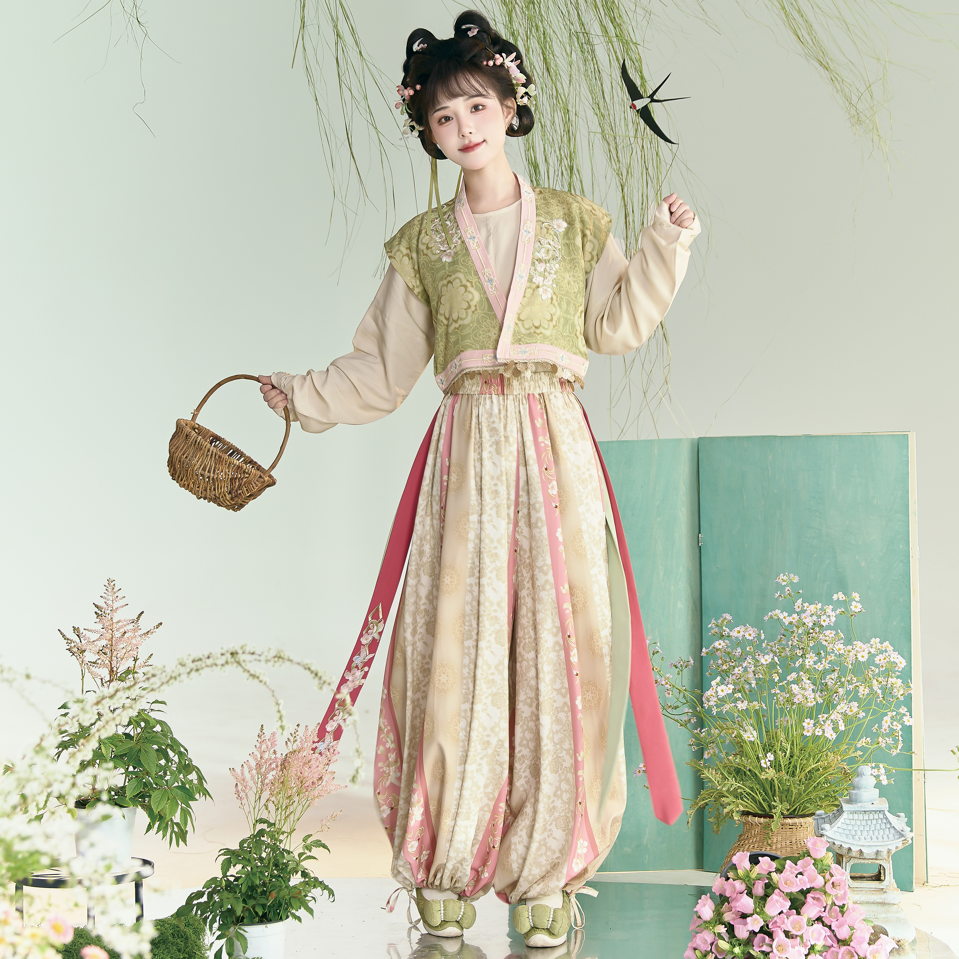 花朝记唐背子灯笼裤汉服日常春夏