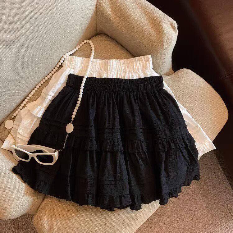 春秋季潮流白色半身裙女小个子芭蕾高腰显瘦蓬蓬蛋糕裙A字短裙女