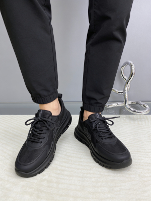 男鞋2026秋季新款时尚休闲百搭单鞋厚底透气单网运动鞋