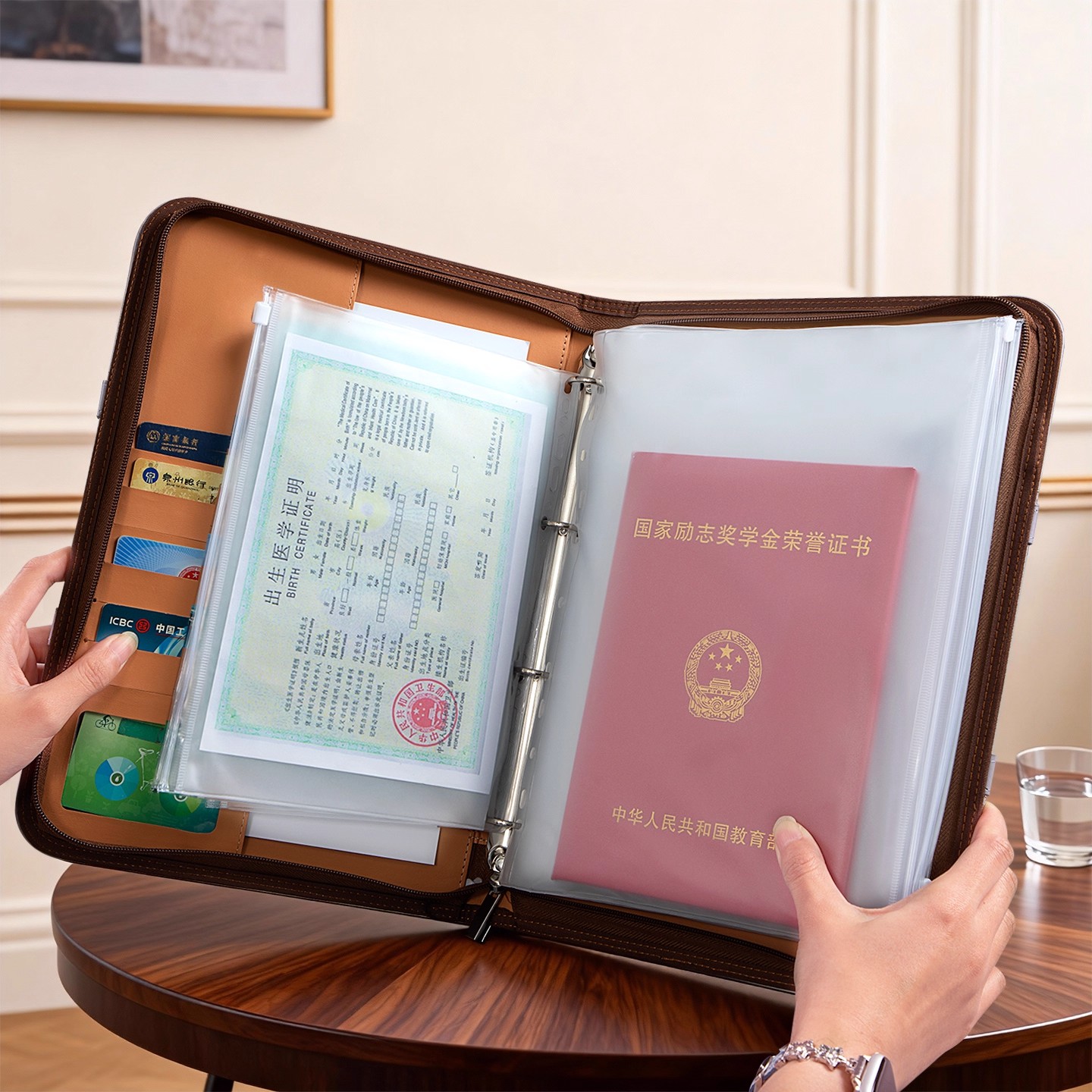 家用证件收纳包宝宝出生证资料册
