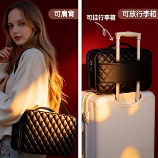 高级带LED镜子化妆包女便携式护肤品美妆通勤挂行李箱分区收纳包