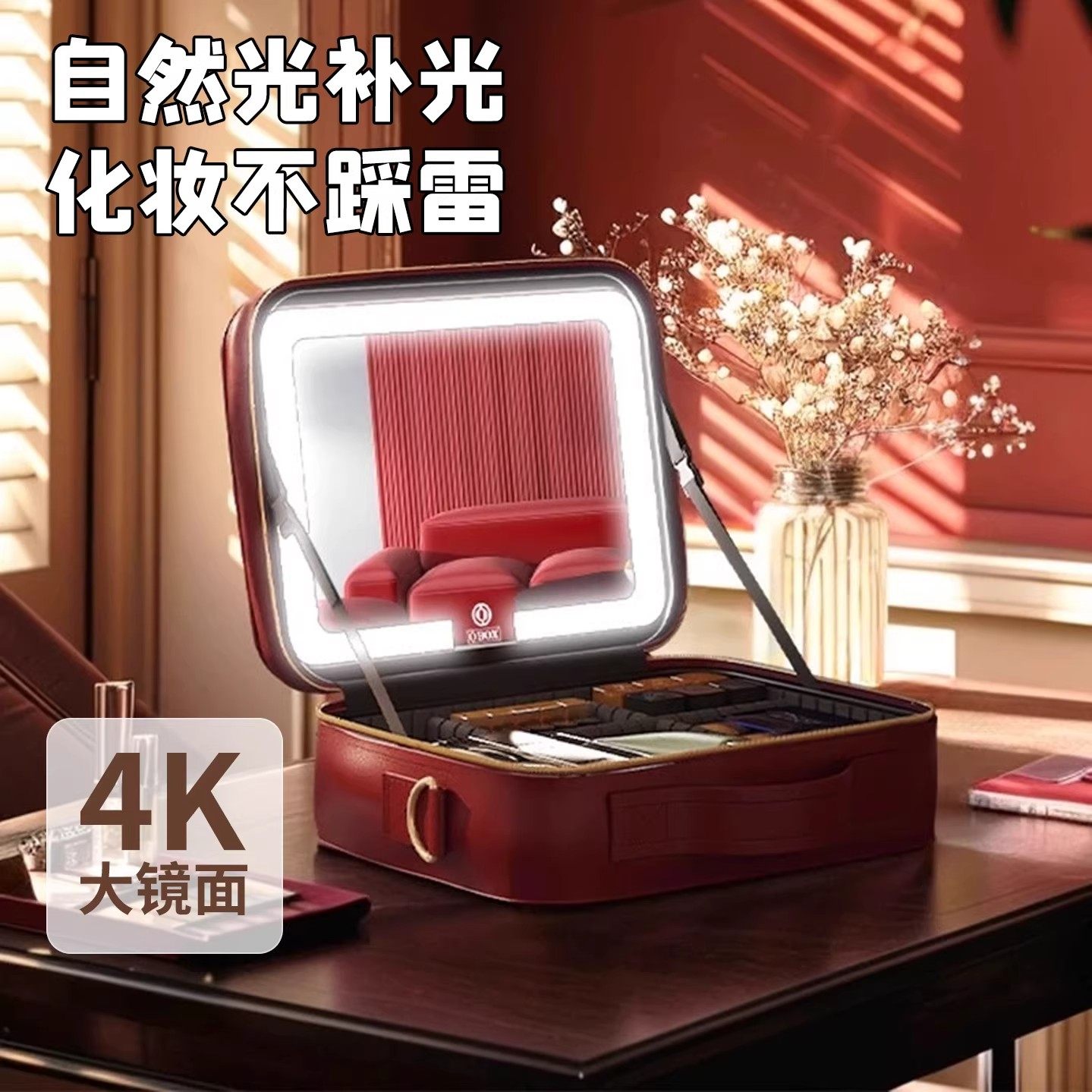 高端带镜子化妆包女大容量2026年新款便携式分区外出旅行化妆箱盒,收纳整理,化妆包,淘宝优惠券,粉丝福利购,淘宝优惠卷