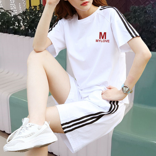 夏季新款跑步运动服套装女纯棉