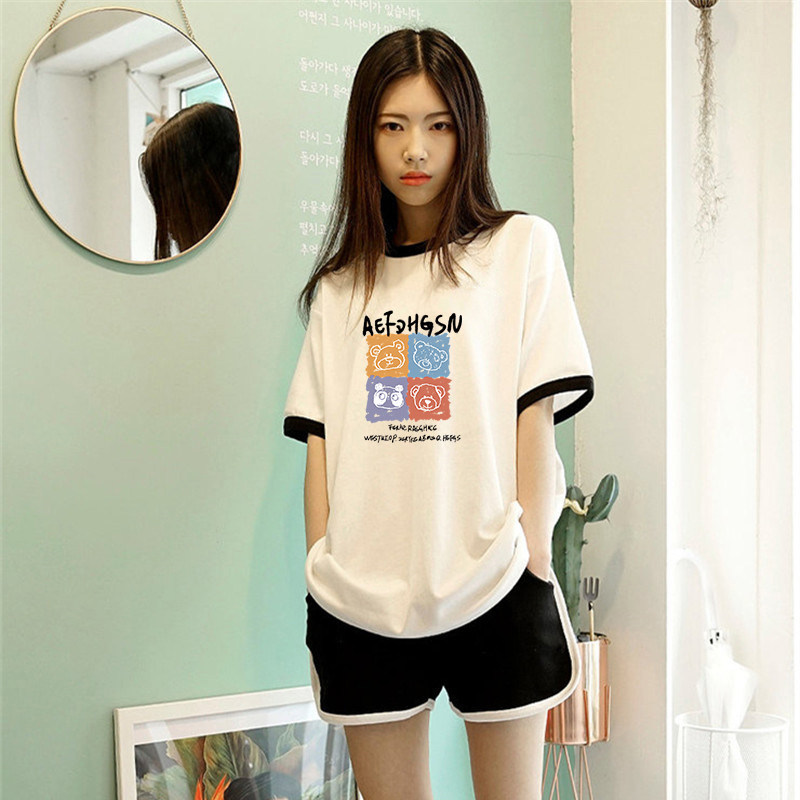 时尚运动套装女2024夏季新款潮牌字母宽松短袖短裤洋气减龄两件套