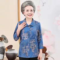 Áo sơ mi nữ trung niên mùa hè áo mẹ dài tay áo dài bà ngoại 60 tuổi 70 bà già - Quần áo của mẹ áo kiểu tuổi 60