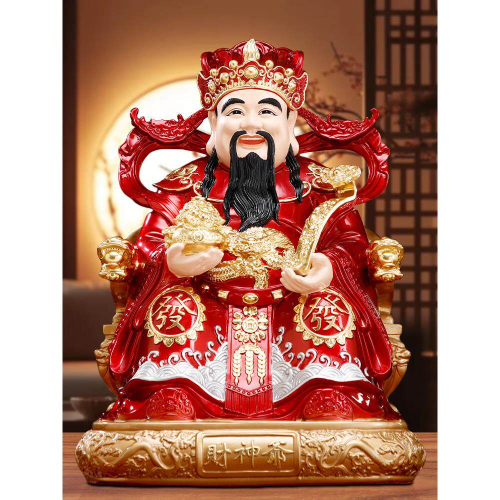 优质纯铜彩绘财神佛像家公司吉祥礼品摆件如意聚宝文财神开门红