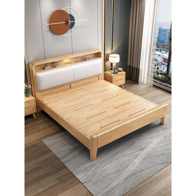 北欧全实木床白色榫卯结构现代简约1.8米双人主卧箱体储物单人床