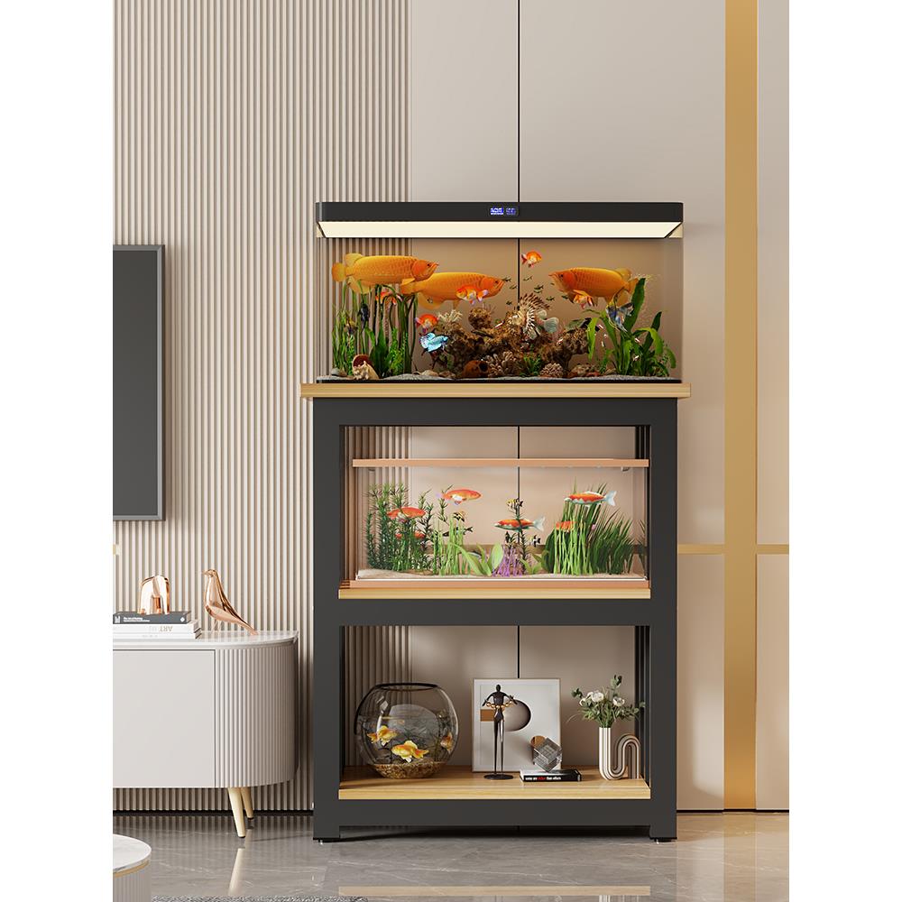 简易家用铁艺鱼缸架底柜客厅水族箱鱼缸底座柜多层鱼缸柜置物架子