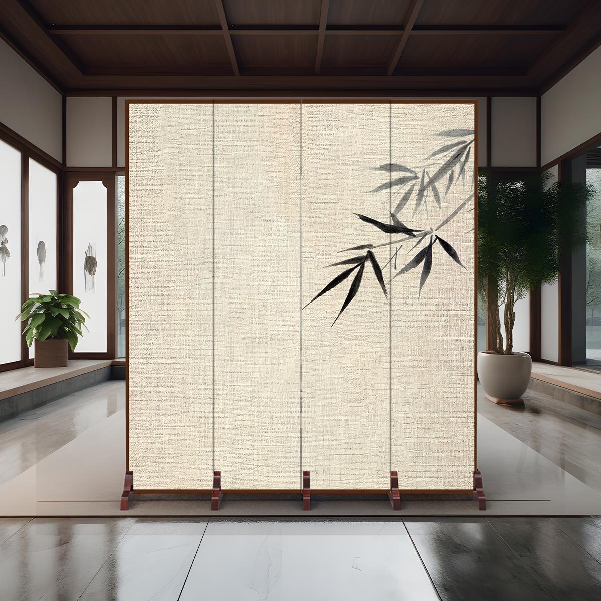 屏风隔断客厅2025新款竹子简约家用可移动折叠会所茶室玄关办公室