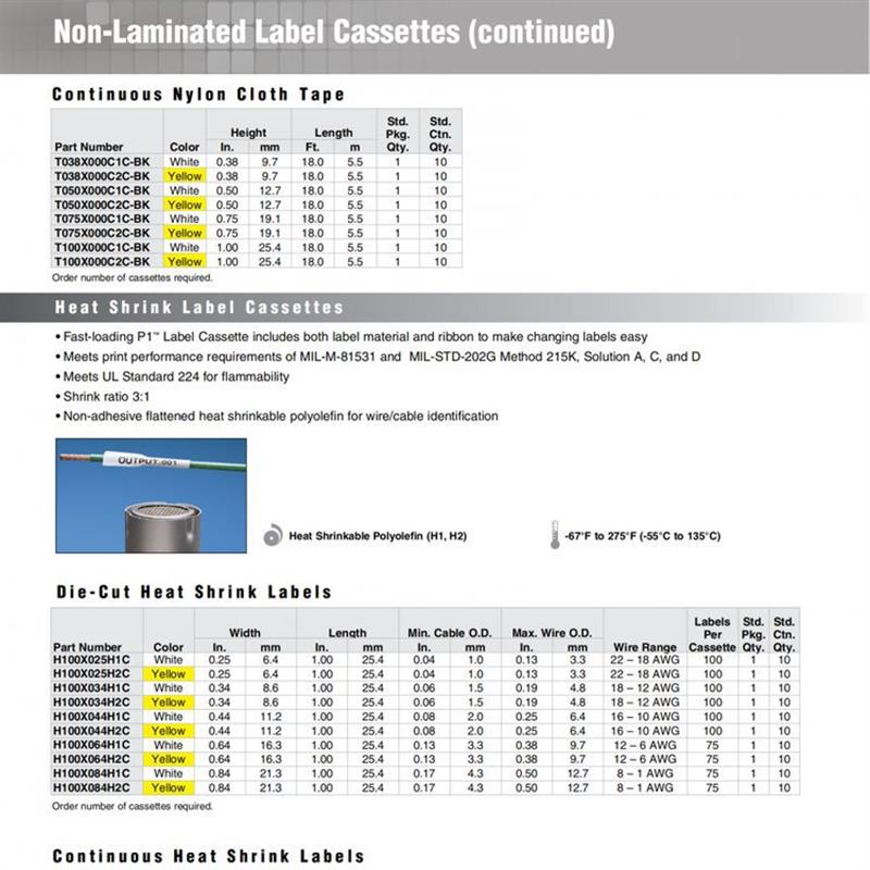 现货美国热缩打印标签H000X025H1C 适用于 LS8E 和 LS8EQ