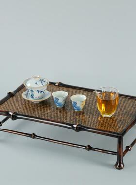 中式大漆筇竹家具竹编榻榻米茶桌飘窗炕几茶几便携泡茶桌茶台炕桌