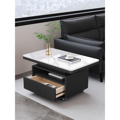 岩板茶几长方形可移动轻奢小户型带轮子家用客厅茶桌极简沙发边几