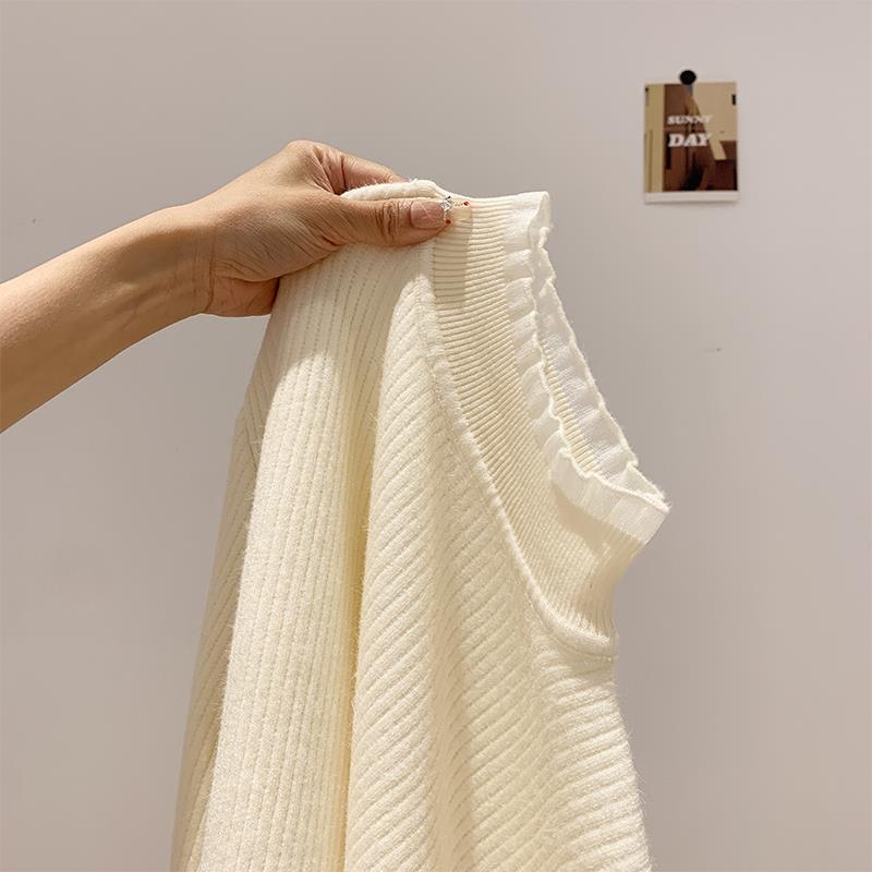 2025新款韩版蕾丝半高领针织打底衫毛衣女装秋冬一体加绒加厚内搭