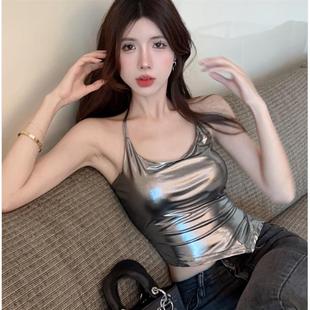 2025新款 ins辣妹露背掛脖吊帶背心女夏季 不規(guī)則氣質(zhì)修身 顯瘦 韓版