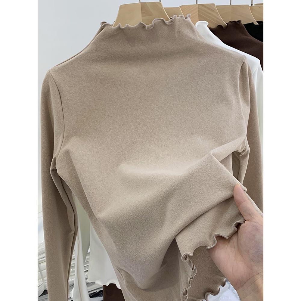 2025新款韩版半高领德绒打底衫女春秋冬季洋气内搭加绒一体绒长袖