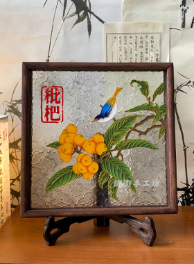 枇杷图 掐丝珐琅画diy手工材料包装饰画景泰蓝非遗传统文创礼物