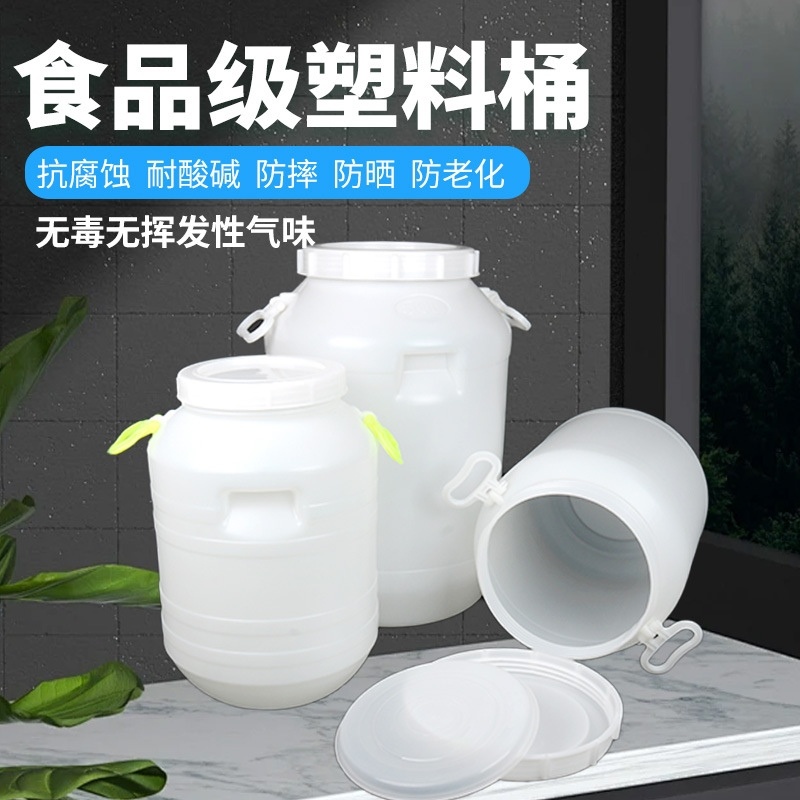 小桶有盖大白桶塑料圆通带盖塑料桶加厚耐用食品级手提式胶桶圆形