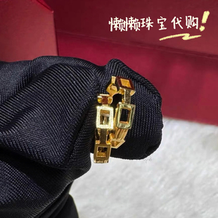 7-7.5折周大福专柜代购17916系列22K金耳圈耳饰 方形链条几何耳扣