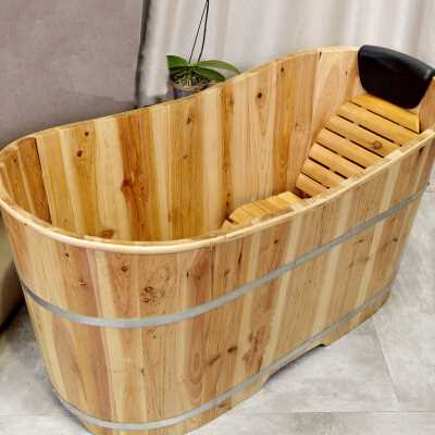 极速。沐浴桶木桶家用全身泡澡实木制大号熏O蒸椭圆洗澡卫生间浴