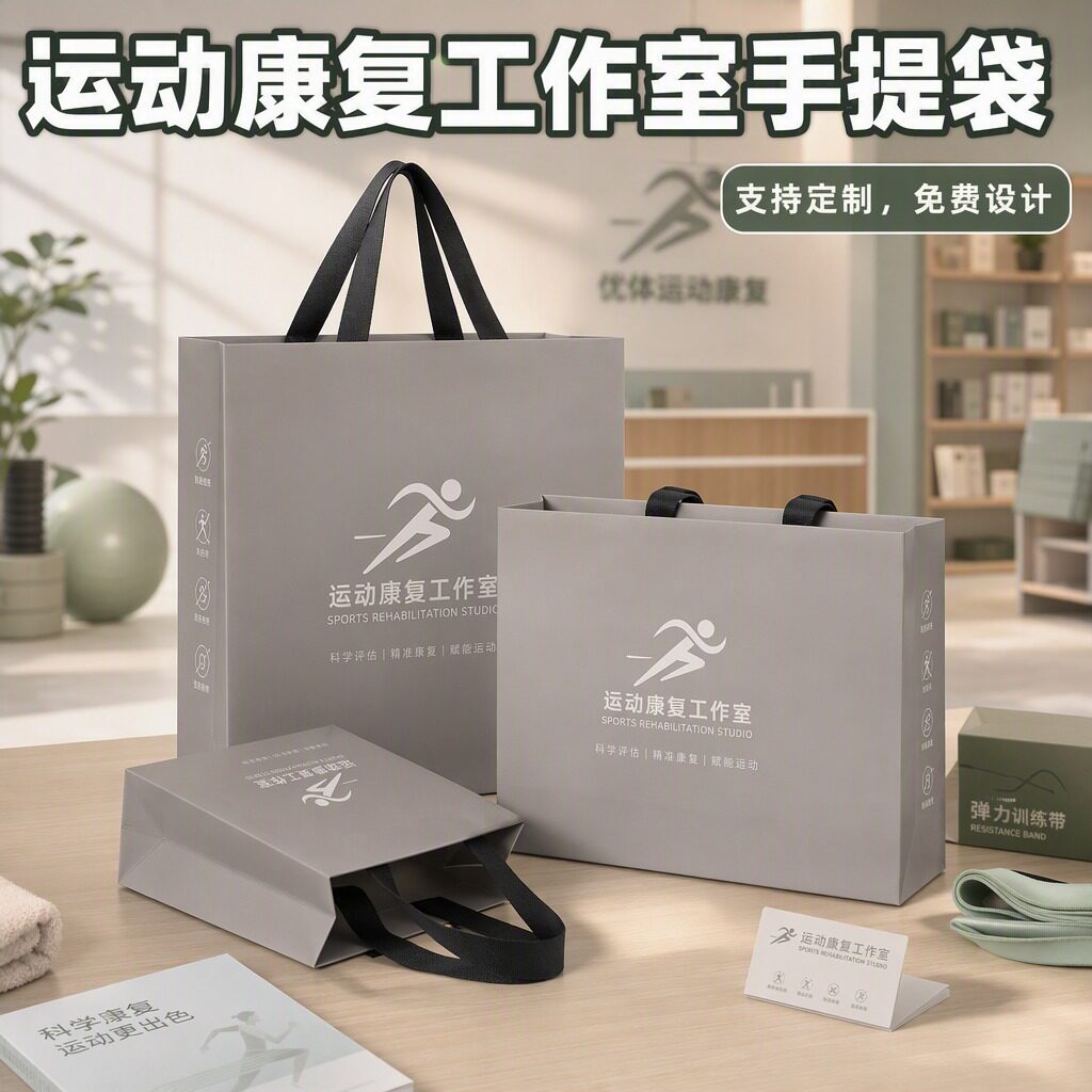 纸袋手提袋运动康复工作室专业康复加厚包装袋护具礼袋购物袋Y526