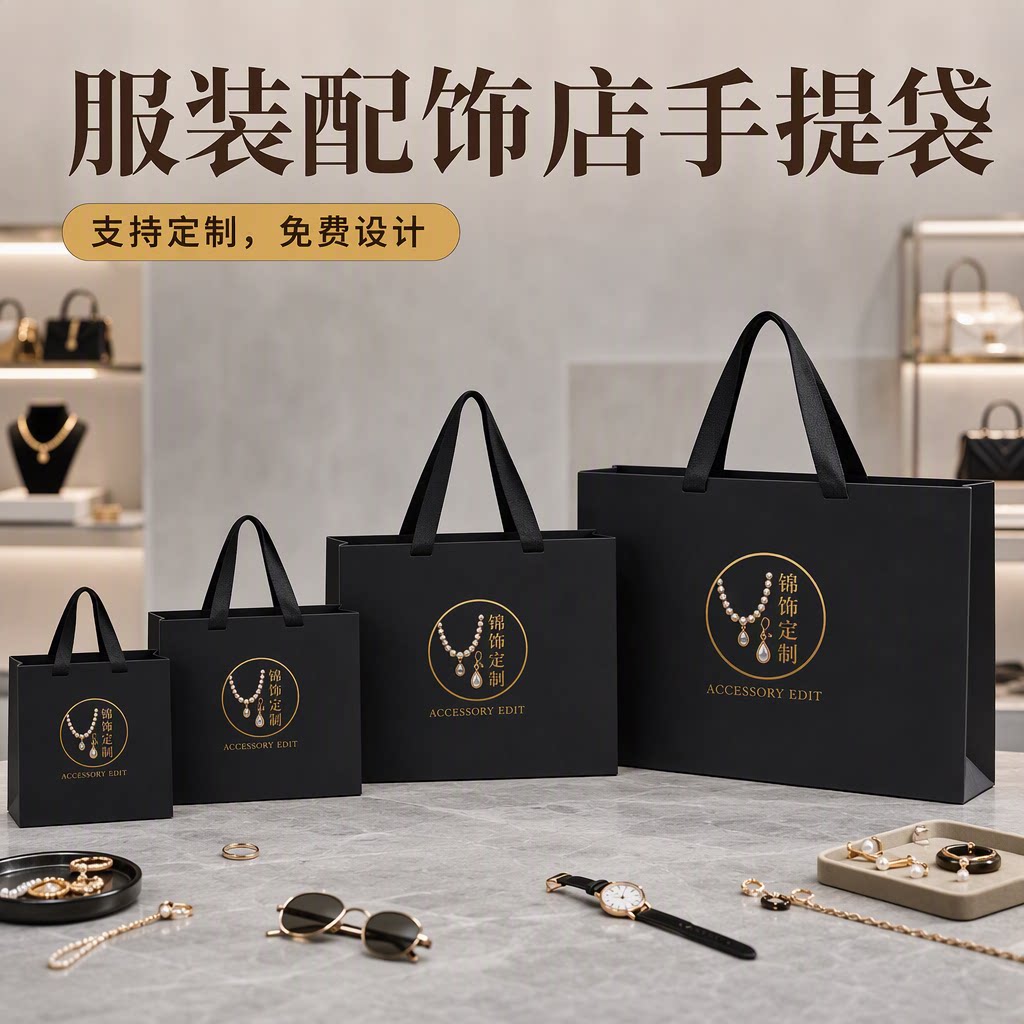 服装店手提袋首饰丝巾配饰店精致优雅加厚包装袋品牌服饰礼袋Y491