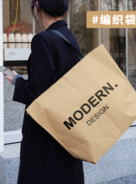 定制牛皮纸编织袋高级服装店手提袋女装购物袋大容量包装袋子Y158