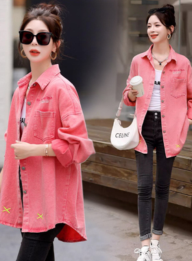 牛仔外套女春秋2025年新款韩版宽松设计感小众中长款加厚衬衫上衣
