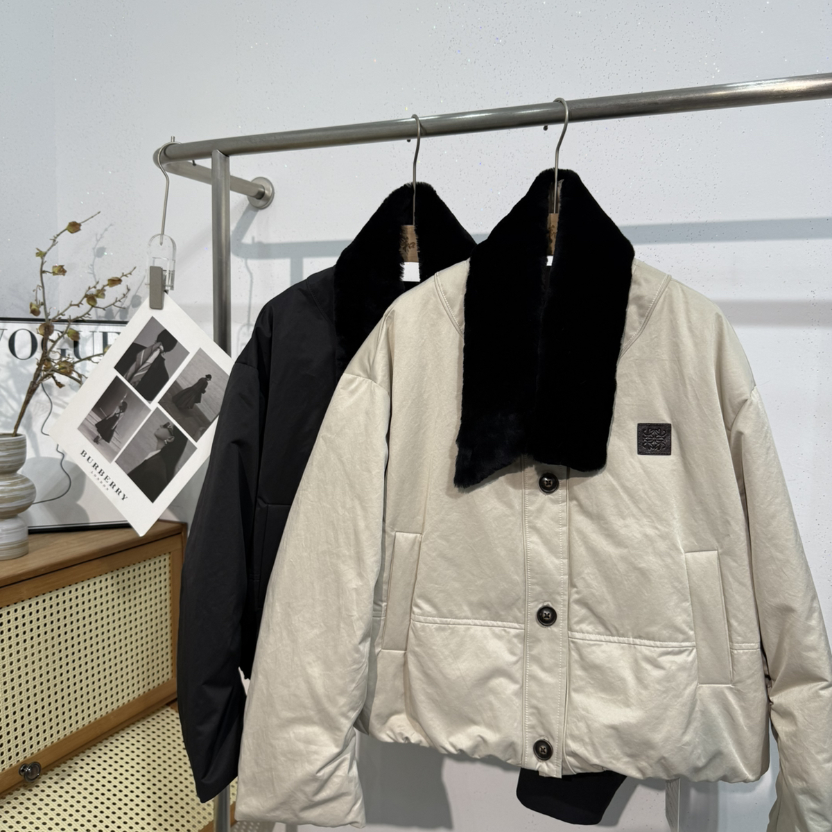 一善复古单排扣时尚保暖羽绒服外套配可拆卸真羊毛毛领HS-88197