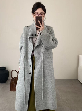FO一善-简约气质立领长款羊毛外套（含84绵羊毛）8013