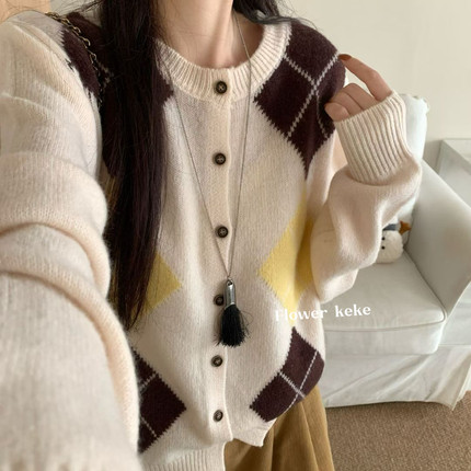 一善设计外套慵懒风单排扣全羊毛保暖毛衣（含100绵羊毛）Fny7