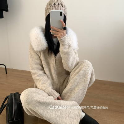 一善裤套装(配可拆卸仿狐狸毛毛领)（含2.5绵羊毛）ZZX77010394