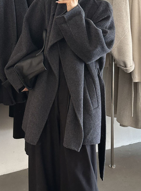 一善小众设计面外套宽松羊毛外套(配腰带)（含90绵羊毛）FL-8801