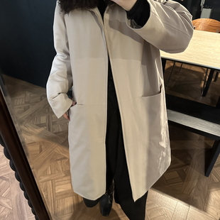 一善桑蚕丝宽松长款保暖羽绒服外套(配可拆真羊毛毛领)25003