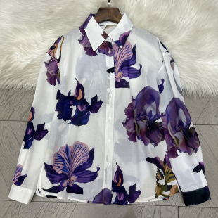 一善设计懒度假感非常适合春夏出游或日常出街紫色衬衫 Y20081