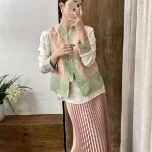 内搭6121 一善家国风新中式 含5真丝 人丝刺绣拼色马甲 6122 式