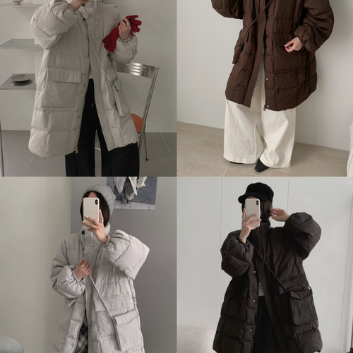 一善韩系休闲简约中长款轻薄保暖羽绒服外套(配包包)8818WZ