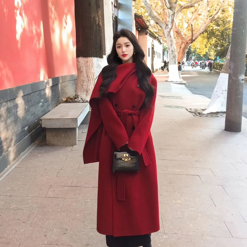 一善设计年气质长款羊毛外套(配腰带可拆真狐狸袖口毛)YS-96229,女装/女士精品,羽绒服,淘宝优惠券,粉丝福利购,淘宝优惠卷