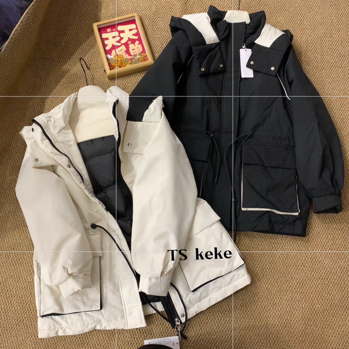 一善家福利款～工装防风连帽暗门襟宽松保暖羽绒服外套HYkk9978