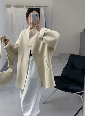 一善极简显瘦不挑人显瘦百搭羊毛外套(配包包)（含70羊毛）97332
