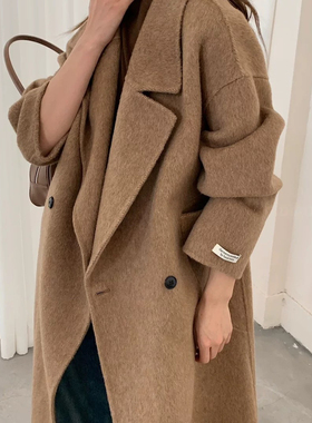 一善小众设计韩系宽松长款双面呢羊毛外套（含68.2绵羊毛）ys396