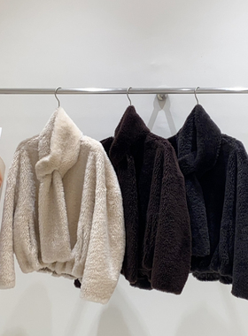 一善冬上新圆领宽松时尚羊毛外套(配围巾)（含100羊毛）82589