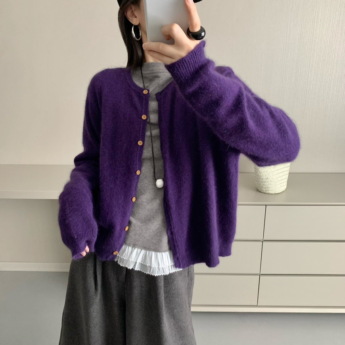 一善款7色针织开衫针织开衫含10羊毛CC5039-3