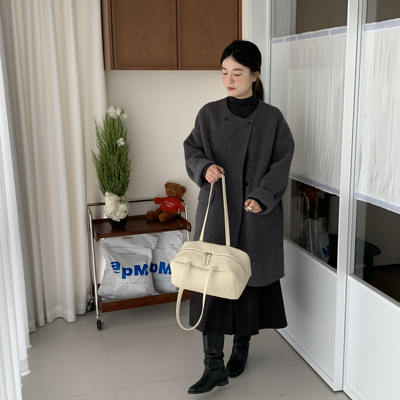 善薅羊毛啦圆领韩系阔版休闲中长款羊毛外套（含89.9澳毛）S9017