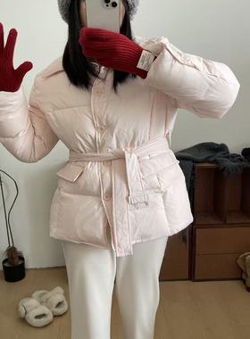 一善小众设计绒朵蓬松泡芙保暖羽绒服外套(配腰带)TO-L251126