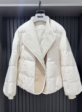 一善服外套女士高级白鹅绒面包服短款夹克羽绒服(含90鹅绒)L6739