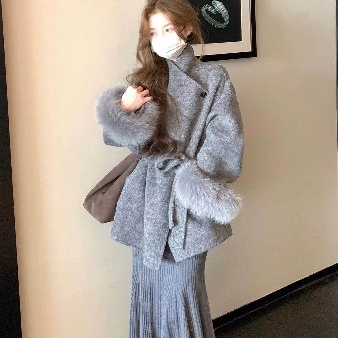 一善毛外套(配腰带可拆卸真狐狸毛毛袖)(含70羊毛)25090921558H,女装/女士精品,羽绒服,淘宝优惠券,粉丝福利购,淘宝优惠卷